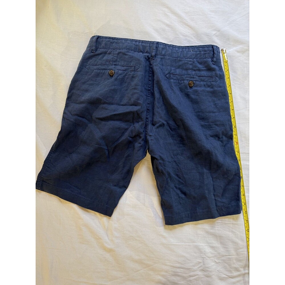 Fat Face Men’s Blue Linen Shorts W34 Casual Summer Flat Front British Design